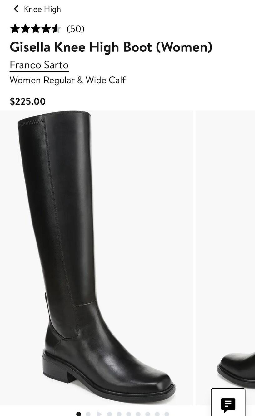 Franco Sarto Boots Women's Size 9.5M Black Leather Gisella Wide Calf